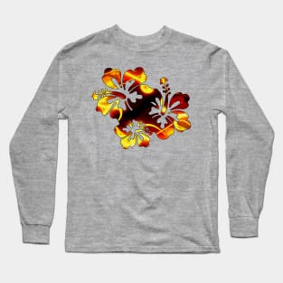 Hibiscus Trio - Orange Long Sleeve T-Shirt